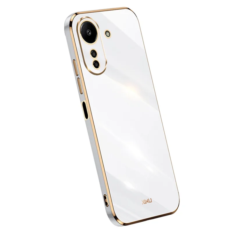 XINLI For Xiaomi Redmi 13C 4G / Poco C65 4G Case Electroplated Gold Edges Phone Cover - White