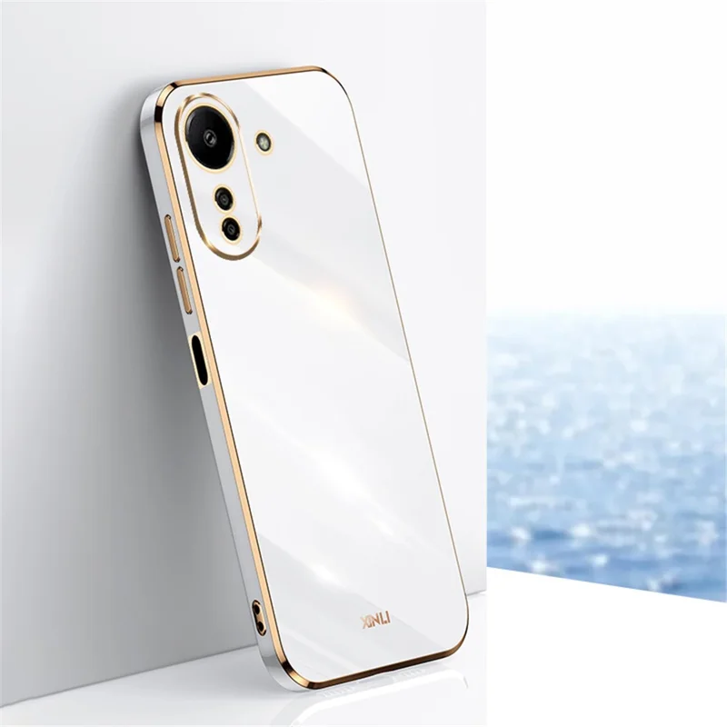 XINLI For Xiaomi Redmi 13C 4G / Poco C65 4G Case Electroplated Gold Edges Phone Cover - White
