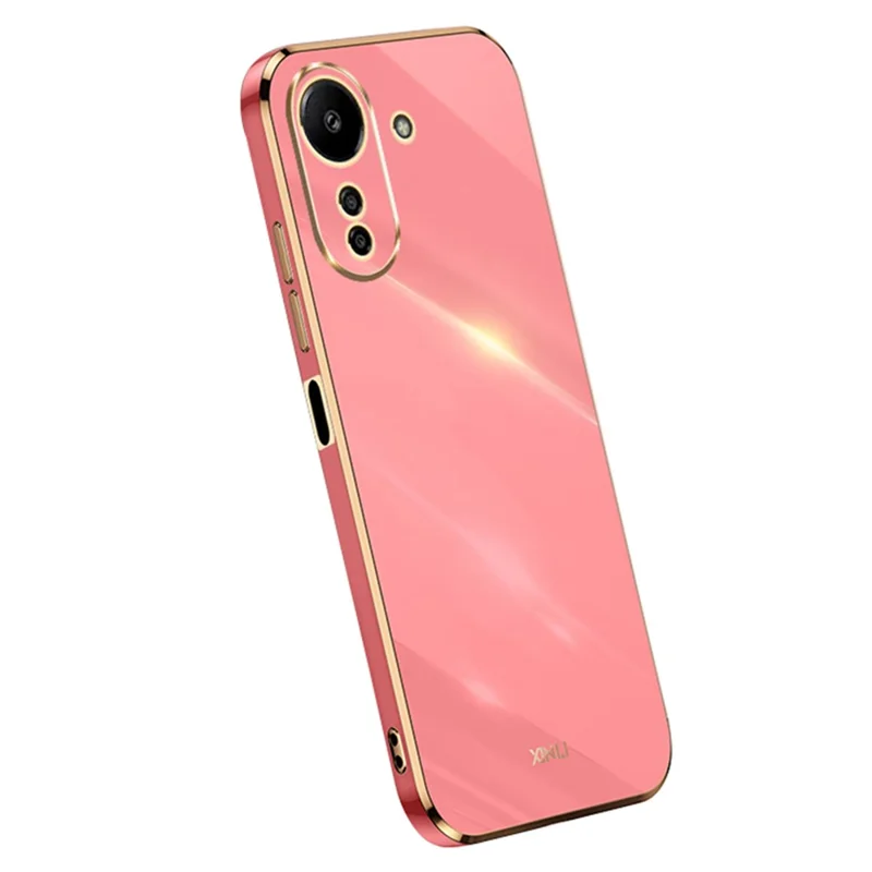 XINLI For Xiaomi Redmi 13C 4G / Poco C65 4G Case Electroplated Gold Edges Phone Cover - Red