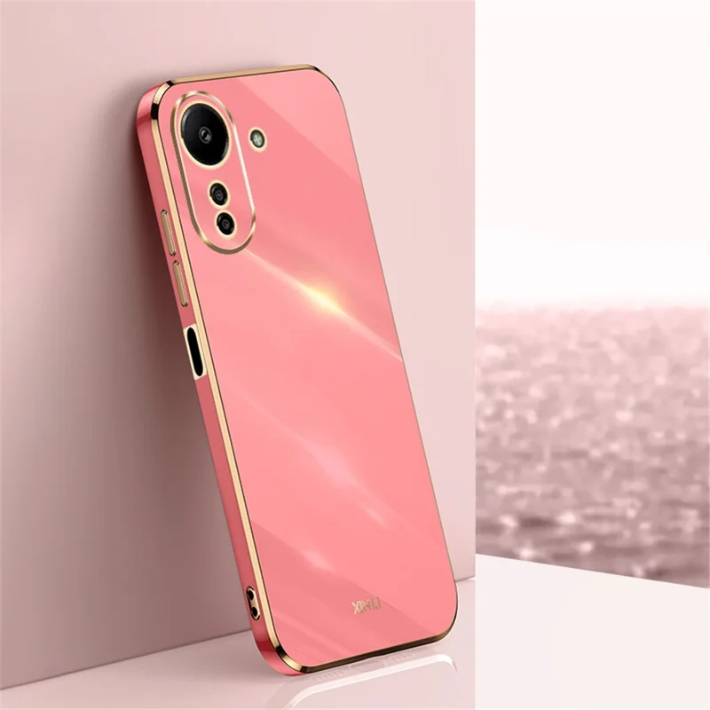 XINLI For Xiaomi Redmi 13C 4G / Poco C65 4G Case Electroplated Gold Edges Phone Cover - Red