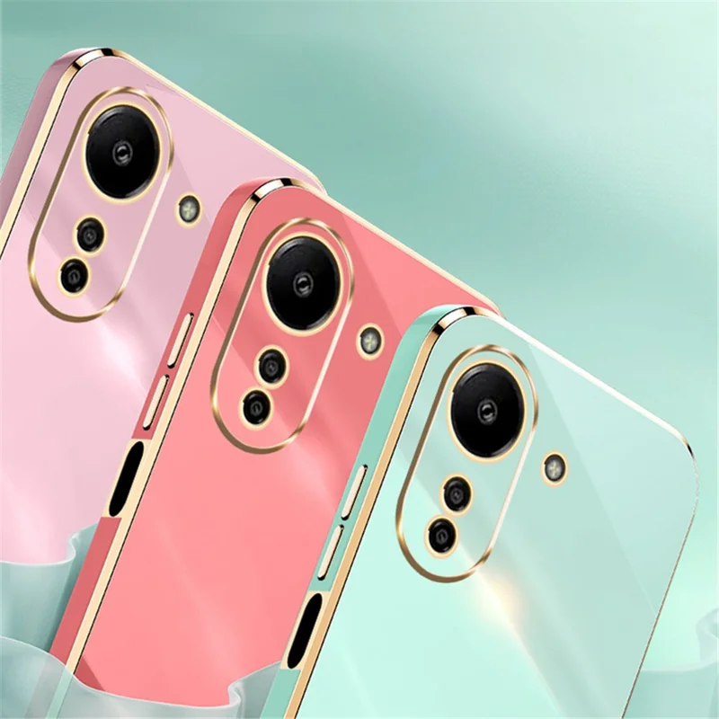 XINLI For Xiaomi Redmi 13C 4G / Poco C65 4G Case Electroplated Gold Edges Phone Cover - Red