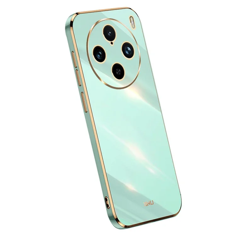 XINLI Pour vivo X100 Pro 5G Étui de téléphone Coque de protection TPU Bords dorés électroplaqués - Cyan