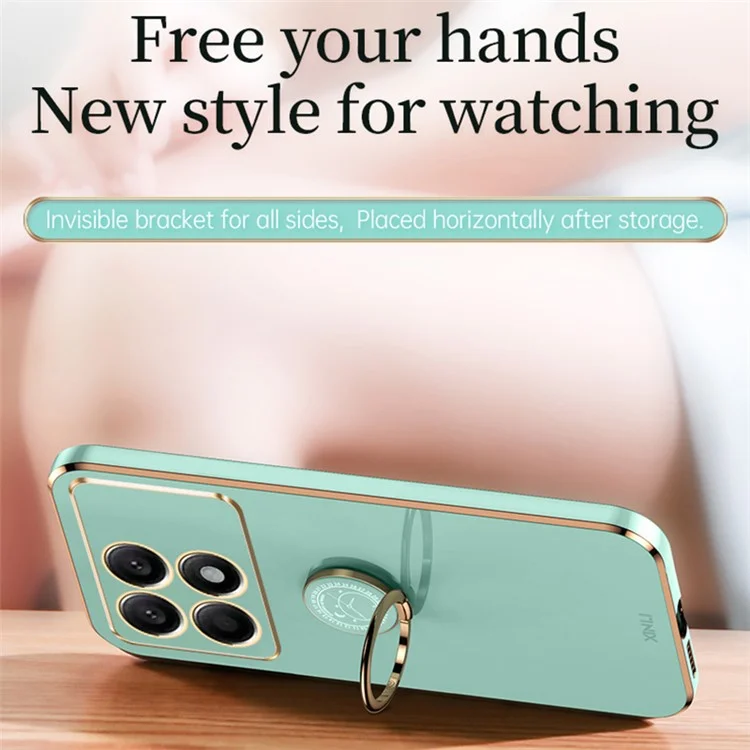 XINLI Für Xiaomi Poco F6 Pro 5G / Redmi K70 5G / K70 Pro 5G Hülle Ständer Ringhalter TPU Handyhülle - Cyan