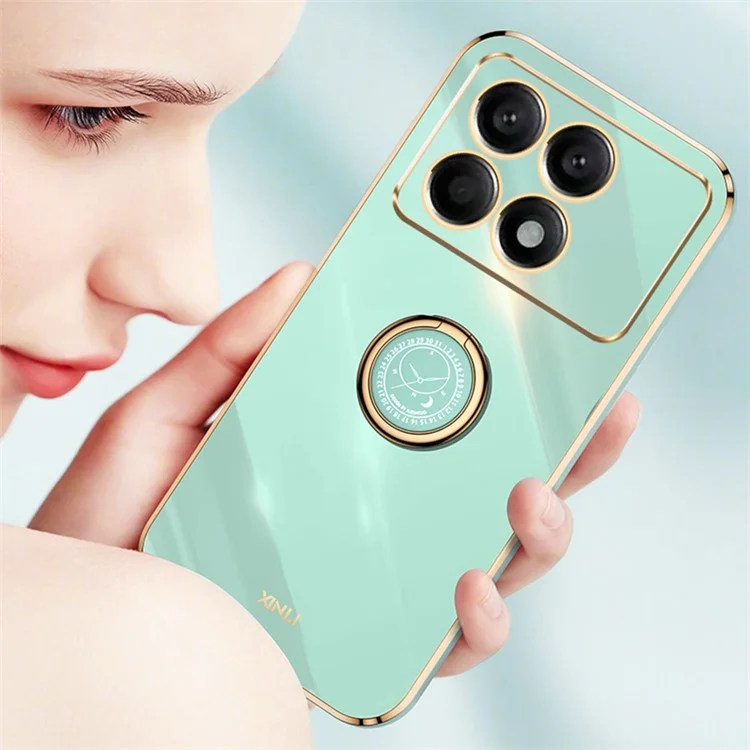 XINLI Für Xiaomi Poco F6 Pro 5G / Redmi K70 5G / K70 Pro 5G Hülle Ständer Ringhalter TPU Handyhülle - Cyan