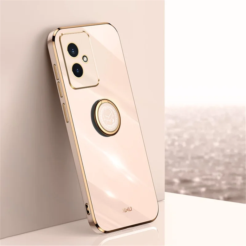 XINLI For Honor 100 5G TPU Electroplating Cover Ring Bracket Phone Case - Pink