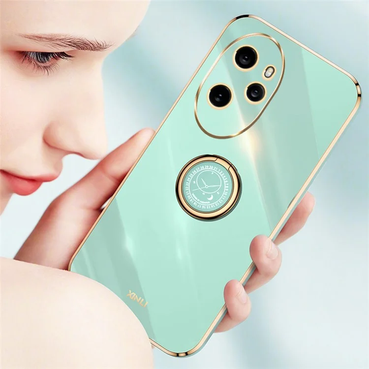 XINLI For Honor 100 Pro 5G Funda de TPU con Soporte Protección Antimenos - Cián