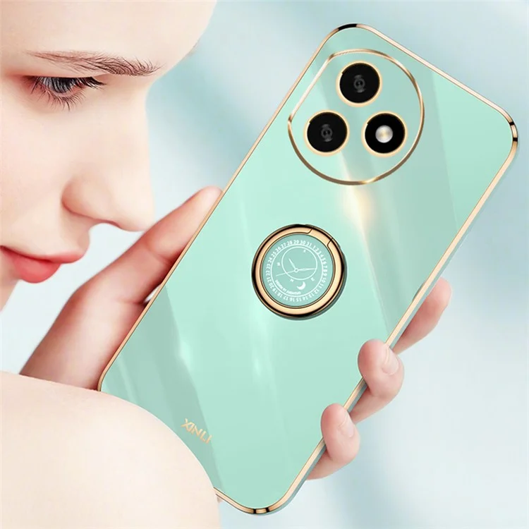 XINLI For Honor X50i+ 5G TPU Case con Soporte Giratorio de Anillo - Cian