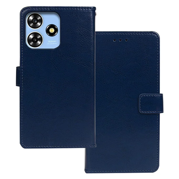 IDEWEI Crazy Horse Pattern Case for ZTE Blade V50 Smart Leather Cover Wallet - Blue