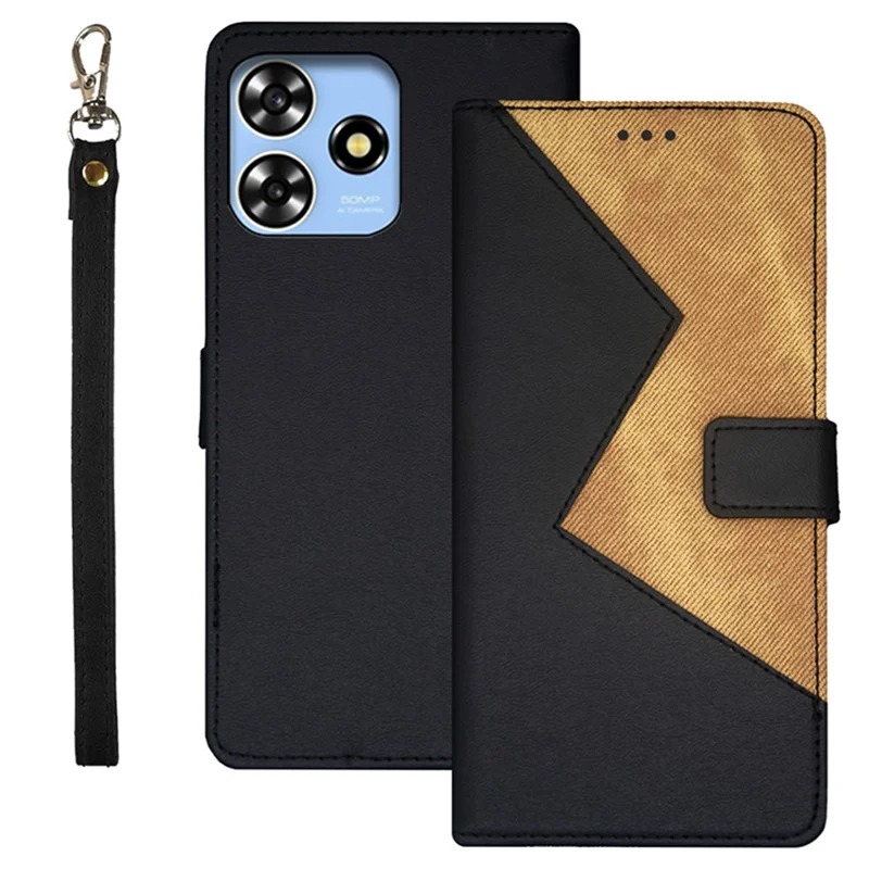 IDEWEI For ZTE Blade V50 Smart Phone Case PU Leather Card Holder Cover - Black