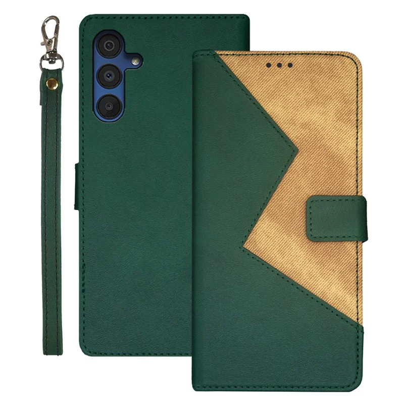 IDEWEI For Samsung Galaxy A15 5G Leather Case Flip Phone Cover Card Holder - Green