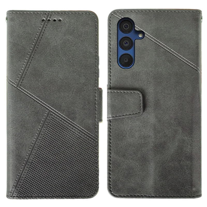 IDEWEI For Samsung Galaxy A15 5G Case Classic Calf Texture PU Leather Phone Stand Cover - Black