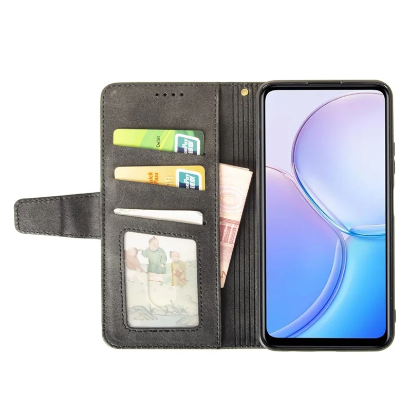 IDEWEI For Samsung Galaxy A15 5G Case Classic Calf Texture PU Leather Phone Stand Cover - Black