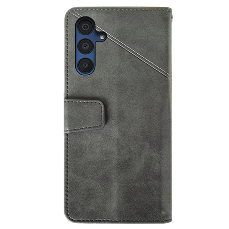 IDEWEI For Samsung Galaxy A15 5G Case Classic Calf Texture PU Leather Phone Stand Cover - Black