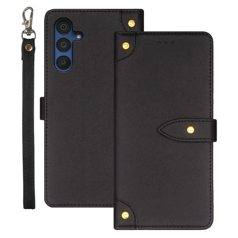 IDEWEI For Samsung Galaxy A15 5G Leather Case Stand Phone Cover Card Holder - Black