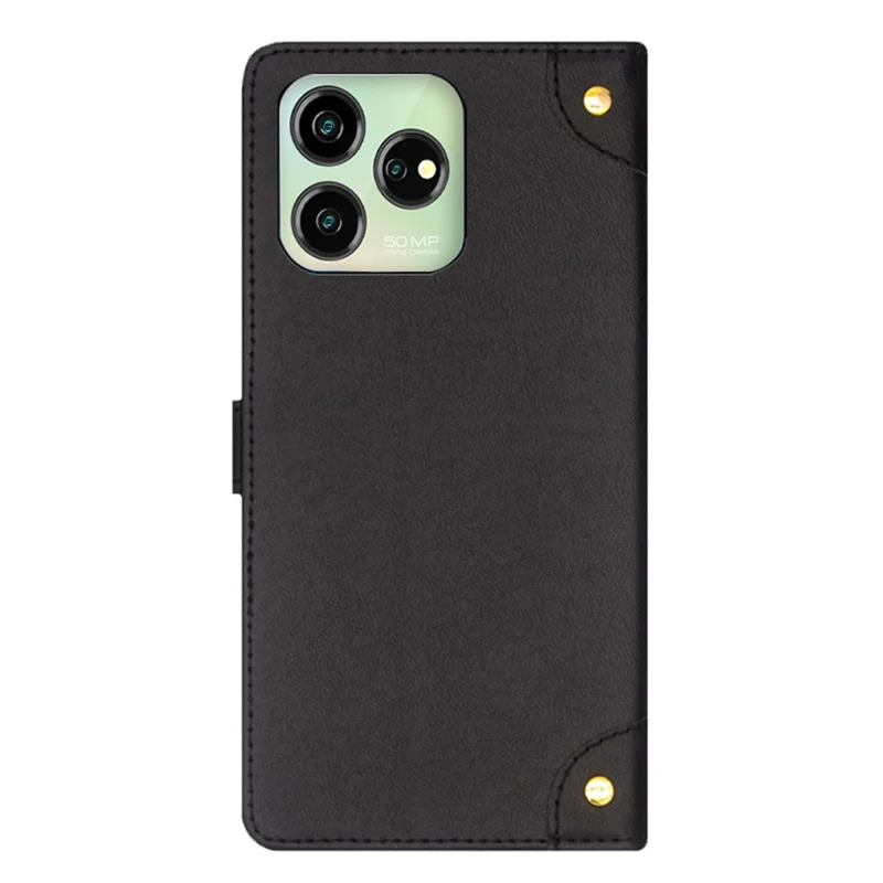 IDEWEI For ZTE Axon 50 Lite Case PU Leather Phone Cover Card Holder - Black