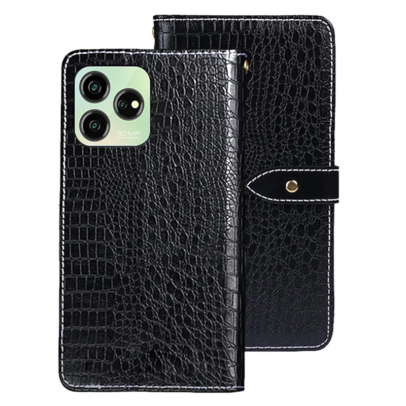 IDEWEI For ZTE Axon 50 Lite Leather Case Phone Cover Wallet Stand - Black
