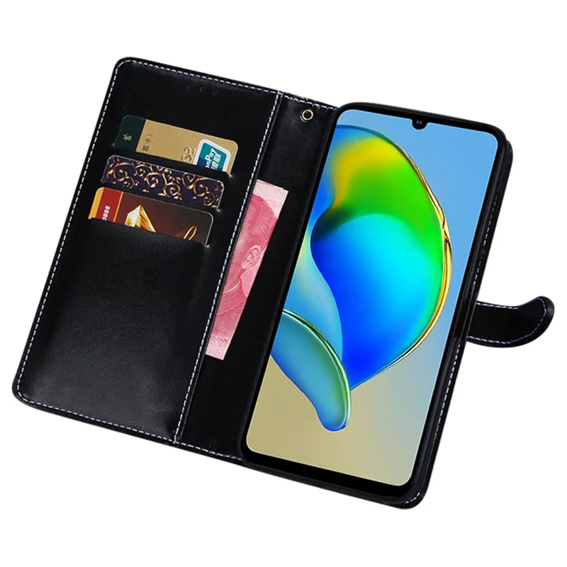 IDEWEI For ZTE Axon 50 Lite Leather Case Phone Cover Wallet Stand - Black