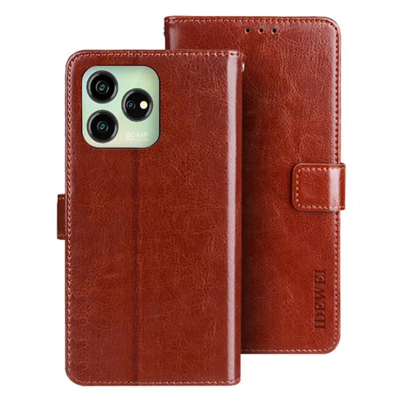 IDEWEI For ZTE Axon 50 Lite Leather Phone Case with Wallet Stand - Brown