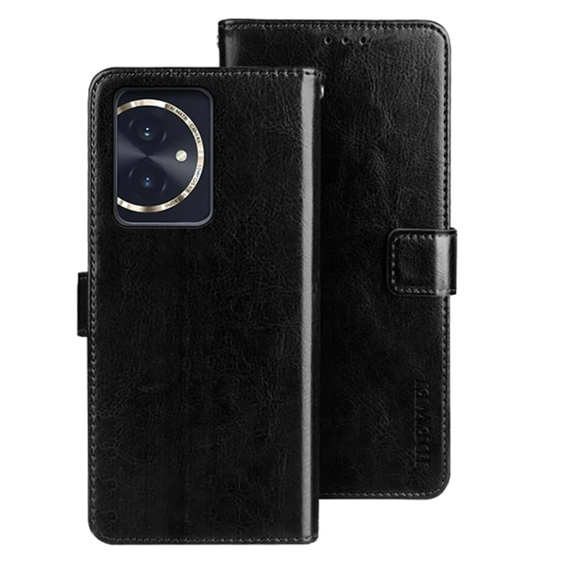 IDEWEI voor Honor 100 5G Leren Hoes Portemonnee Stand Cover Crazy Horse Patroon - Zwart