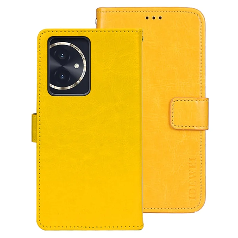 IDEWEI For Honor 100 5G Leather Case Wallet Stand Cover Crazy Horse Pattern - Yellow