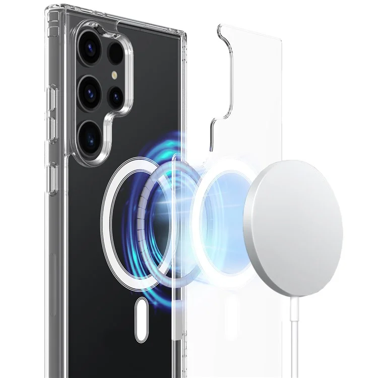 Für Samsung Galaxy S24 Ultra Magnetische Hülle Kratzfest Acryl+TPU-Hülle kompatibel mit MagSafe
