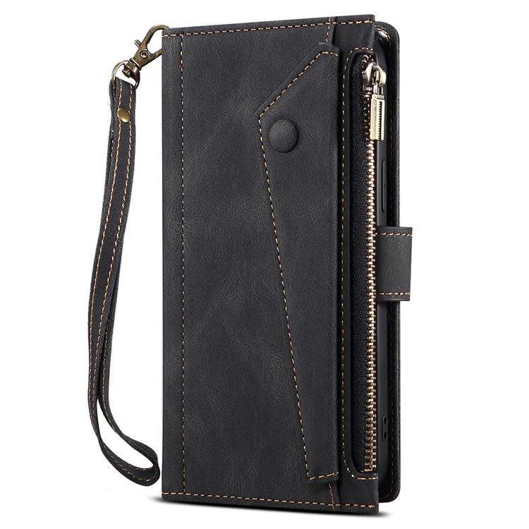 ESEBLE Star Series For Samsung Galaxy A55 5G Case with a Strap Leather Cover Stand - Black