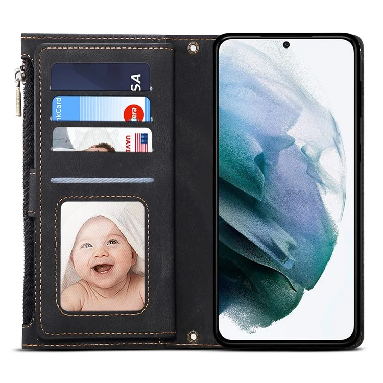ESEBLE Star Series For Samsung Galaxy A55 5G Case with a Strap Leather Cover Stand - Black