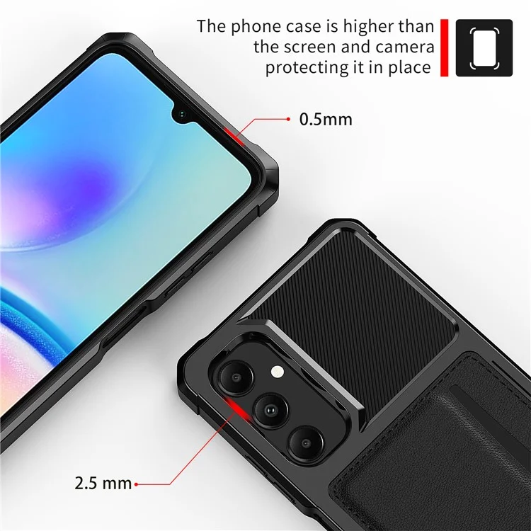 Per Samsung Galaxy A05s 4G Case ZM02 Custodia a prova di caduta in PU+TPU con slot per schede