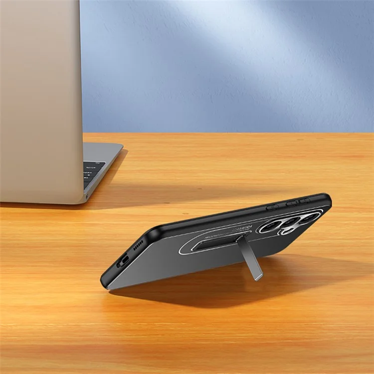 For Samsung Galaxy S24 Back Cover Anti-drop Kickstand PC Phone Protective Case - Black