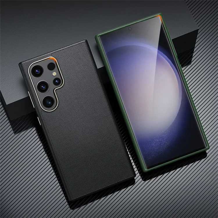 Für Samsung Galaxy S24 Ultra Case Lederne + Silikon Stoßfeste Schutzhülle - Schwarz