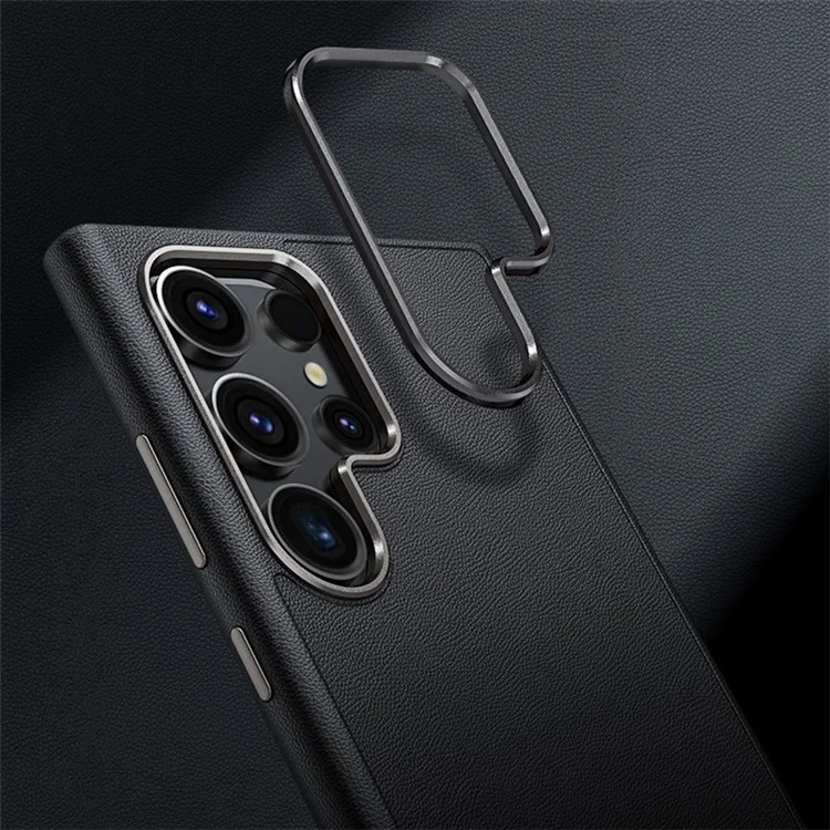 Für Samsung Galaxy S24 Ultra Case Lederne + Silikon Stoßfeste Schutzhülle - Schwarz