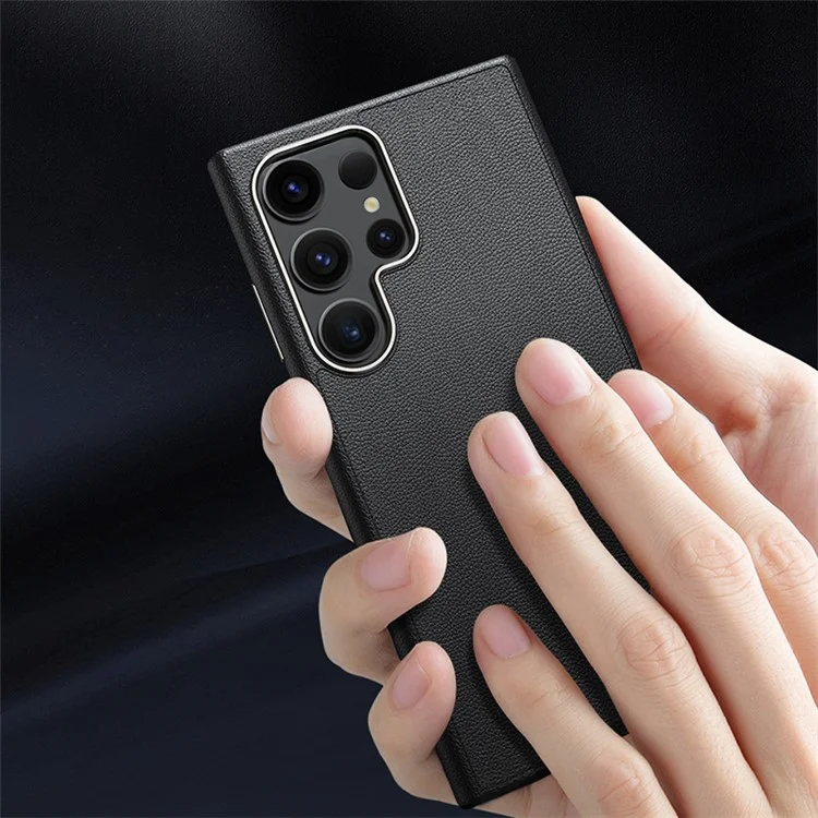 Für Samsung Galaxy S24 Ultra Case Lederne + Silikon Stoßfeste Schutzhülle - Schwarz