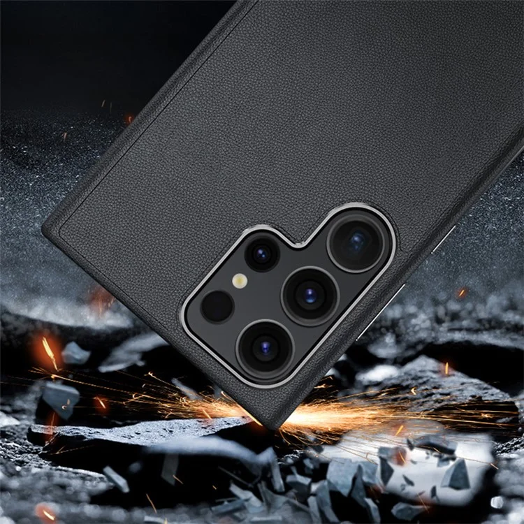 Für Samsung Galaxy S24 Ultra Case Lederne + Silikon Stoßfeste Schutzhülle - Schwarz
