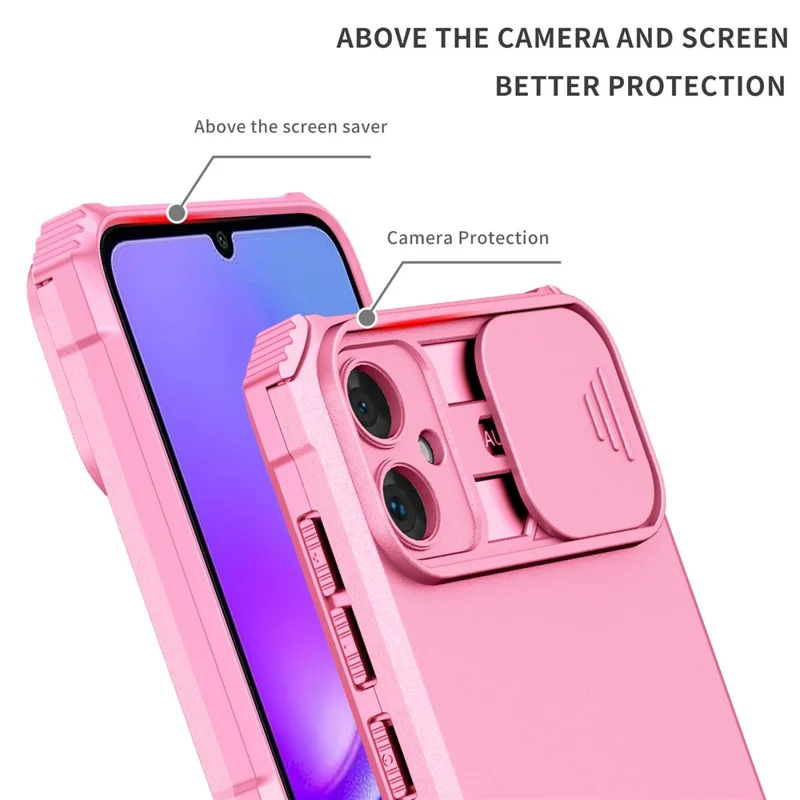 For Samsung Galaxy A05 4G Camera Protection Case Impact-Resistant PC+TPU Phone Cover - Pink