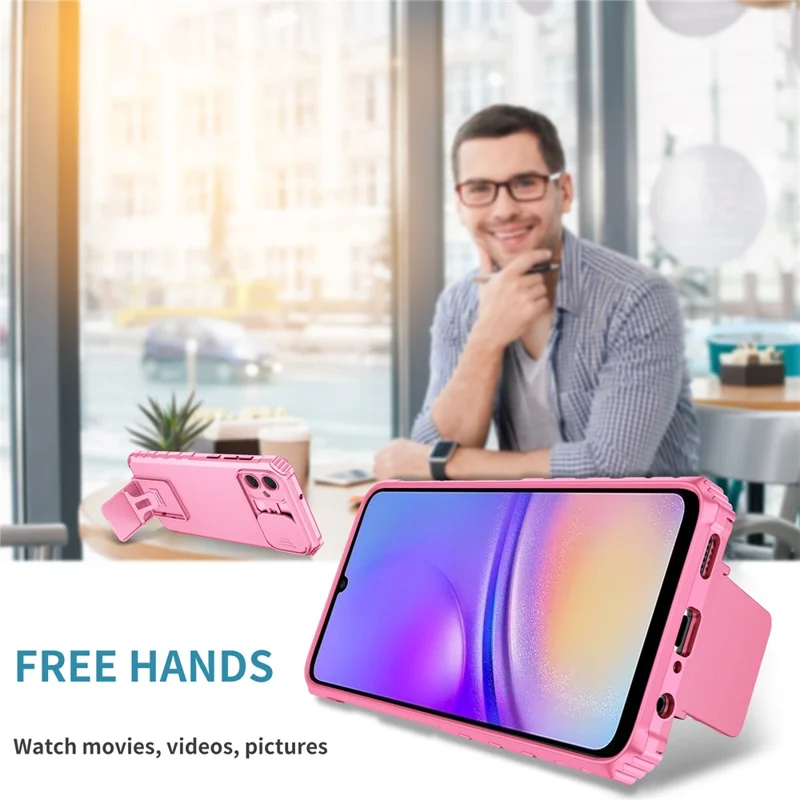 For Samsung Galaxy A05 4G Camera Protection Case Impact-Resistant PC+TPU Phone Cover - Pink