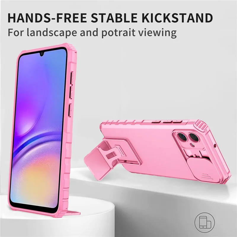 For Samsung Galaxy A05 4G Camera Protection Case Impact-Resistant PC+TPU Phone Cover - Pink
