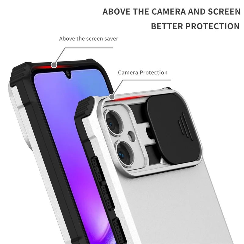 Чехол для защиты камеры Samsung Galaxy A05 4G, ударопрочный чехол из ПК+ТПУ - белый