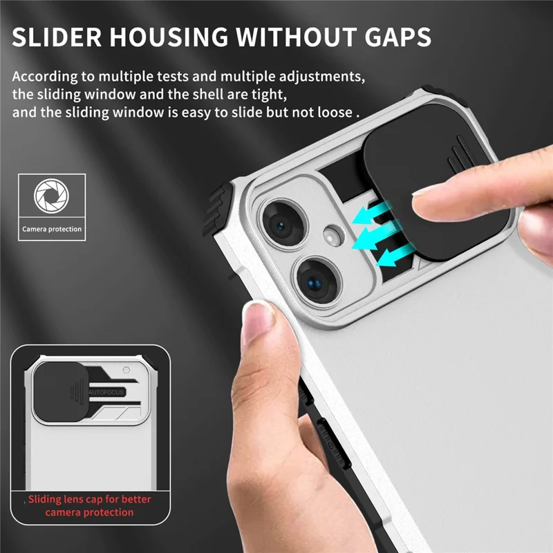 Чехол для защиты камеры Samsung Galaxy A05 4G, ударопрочный чехол из ПК+ТПУ - белый