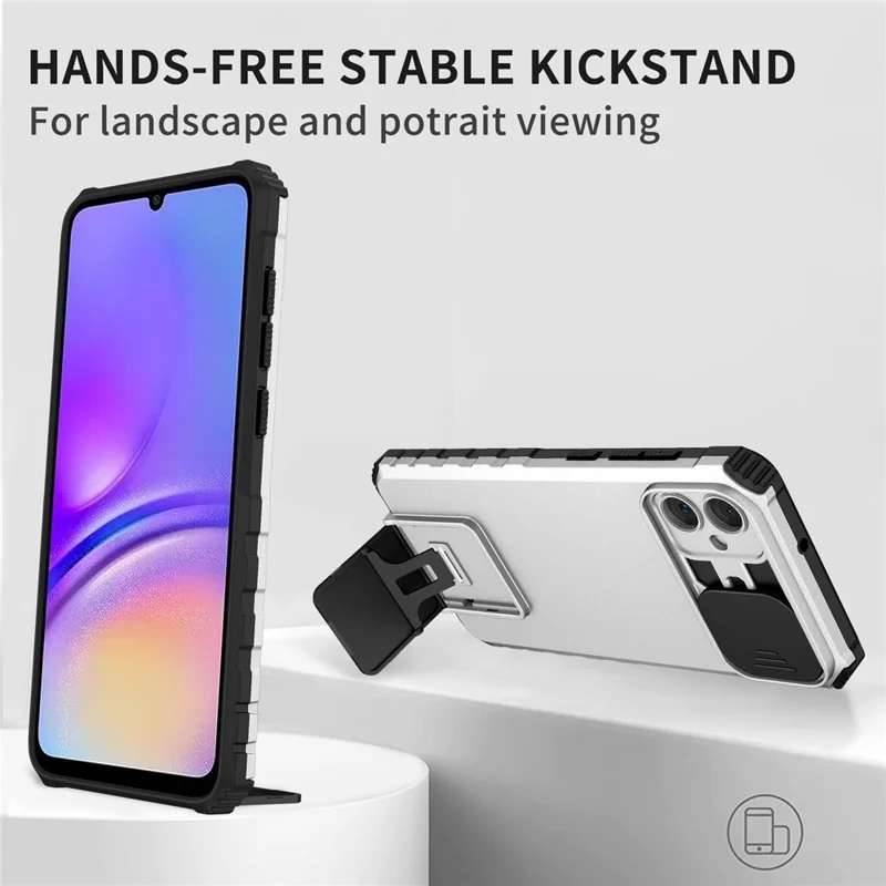 Чехол для защиты камеры Samsung Galaxy A05 4G, ударопрочный чехол из ПК+ТПУ - белый