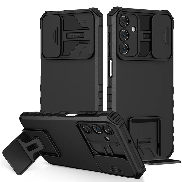 For Samsung Galaxy A15 5G Phone Case Slide Lens Protection Kickstand - Black
