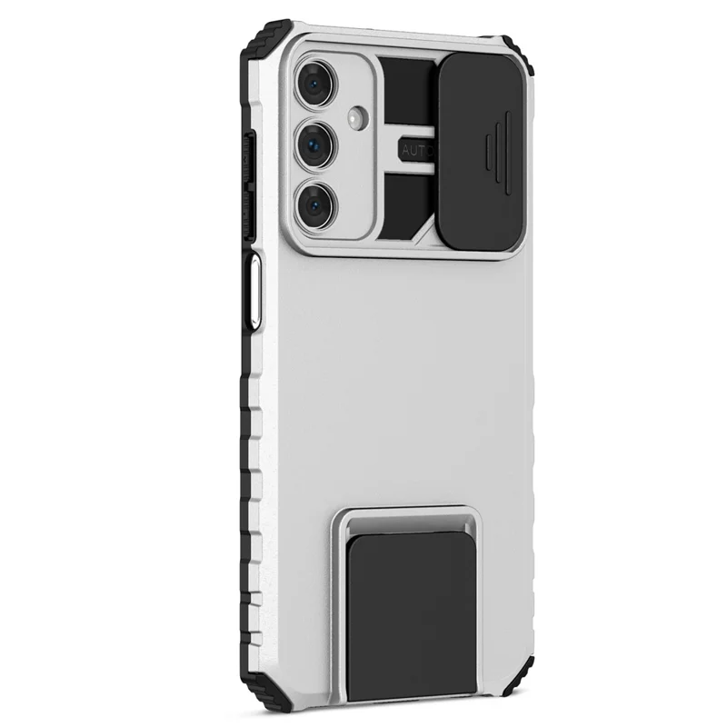 For Samsung Galaxy A15 5G Phone Case Slide Lens Protection Kickstand - White