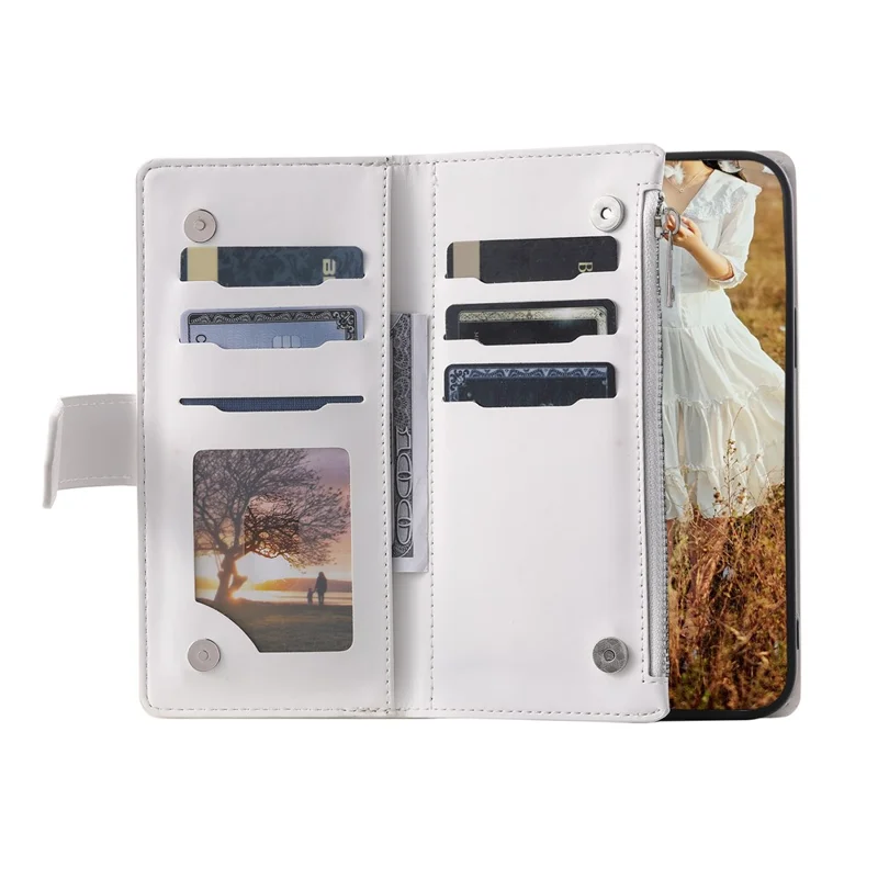 For Samsung Galaxy A55 5G Case Wallet Stand Rhombus Texture Phone Cover with Strap - White