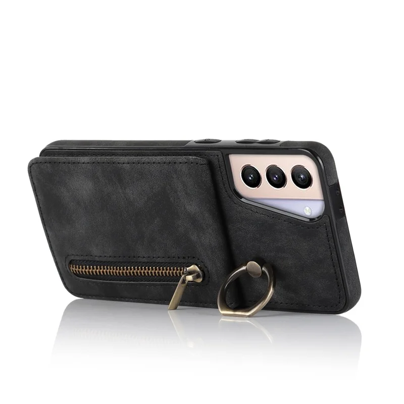 For Samsung Galaxy S21+ 5G Case RFID Blocking PU+TPU Phone Cover with Card Slots - Black