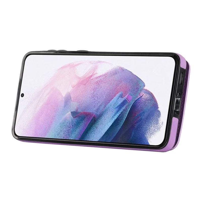For Samsung Galaxy S21+ 5G Case RFID Blocking PU+TPU Phone Cover with Card Slots - Purple