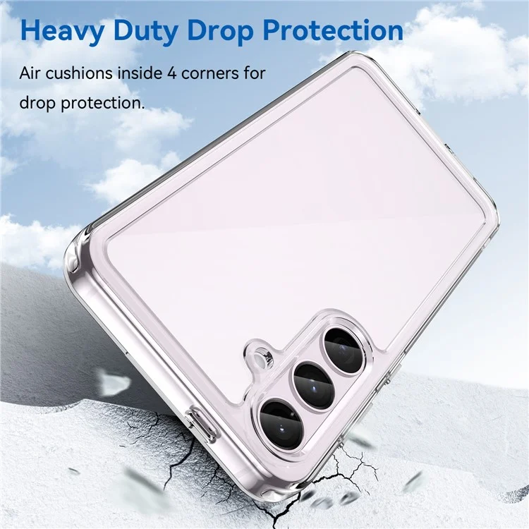 Pour Samsung Galaxy S24+ Clear Case Electroplating Buttons Phone Cover (Big Rear Lens Hole)