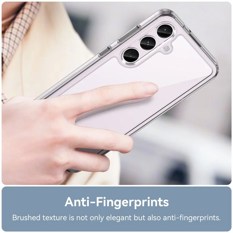 Pour Samsung Galaxy S24+ Clear Case Electroplating Buttons Phone Cover (Big Rear Lens Hole)