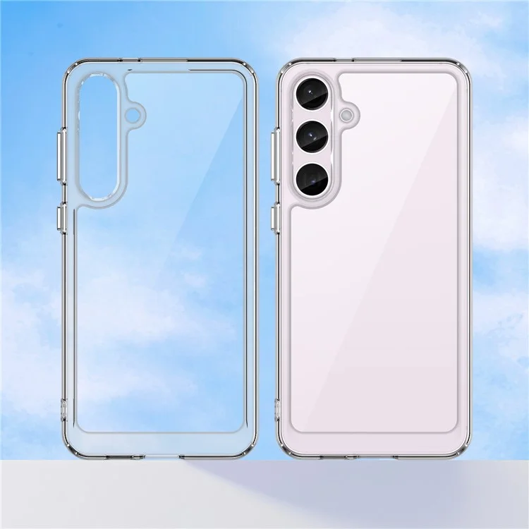 Pour Samsung Galaxy S24+ Clear Case Electroplating Buttons Phone Cover (Big Rear Lens Hole)