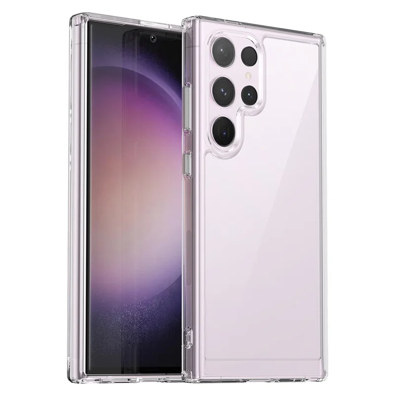 For Samsung Galaxy S24 Ultra Transparent Case Cover Electroplating Buttons (Big Rear Lens Hole)