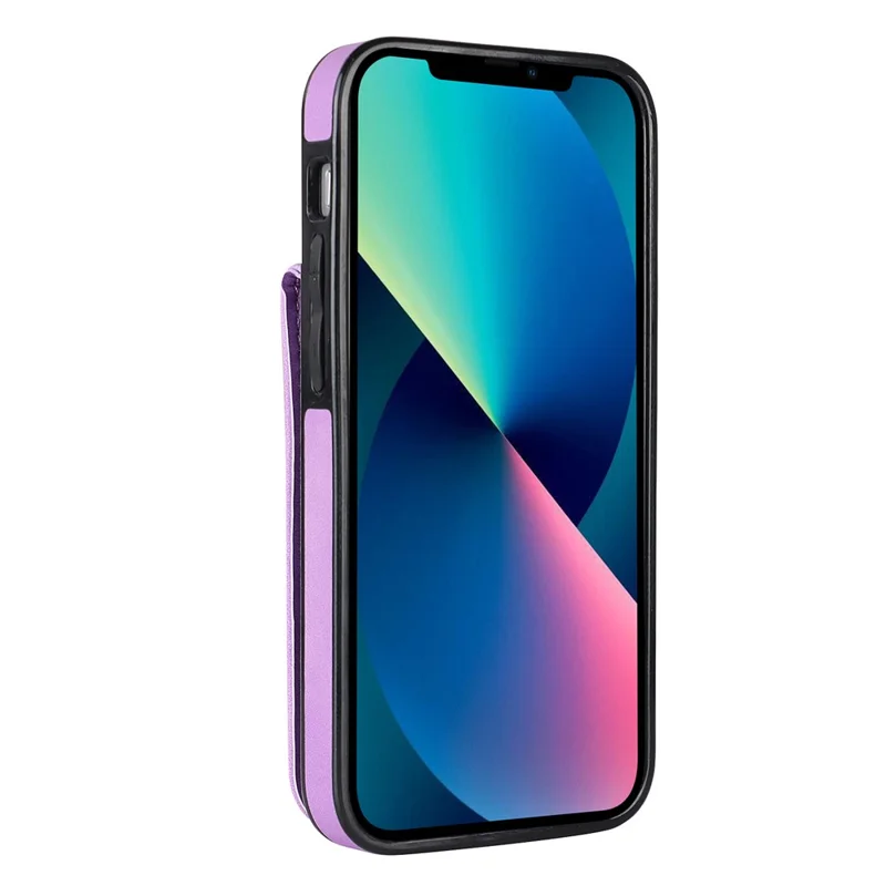Etui na iPhone 12 mini z blokadą RFID, pokrowiec PU+TPU z kieszonkami na karty - fioletowy