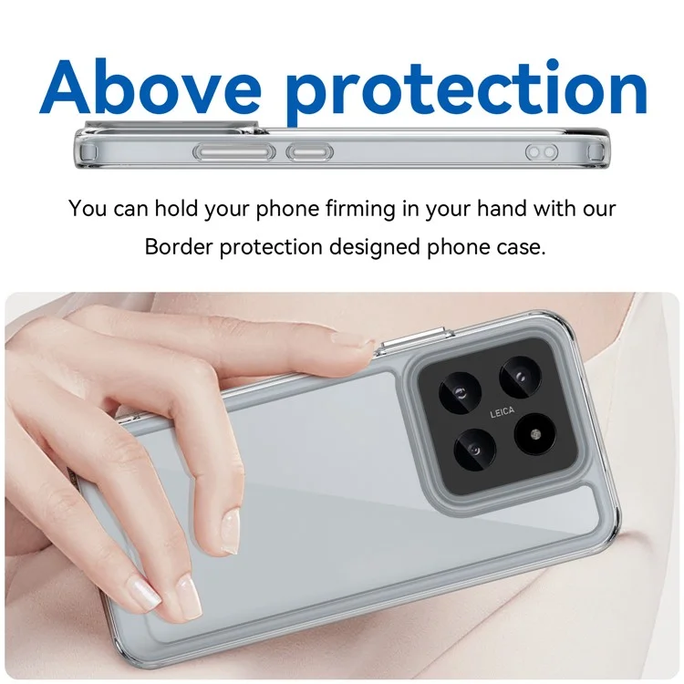 Para Xiaomi 14 Case Electroplating Botões Transparente Capa de Telefone (Grande Orifício da Lente Traseira)